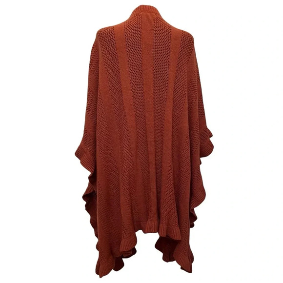 Jeffrey and Paula Ruffled Shawl Wrap Rust Size Small Medium - Picture 2 of 7